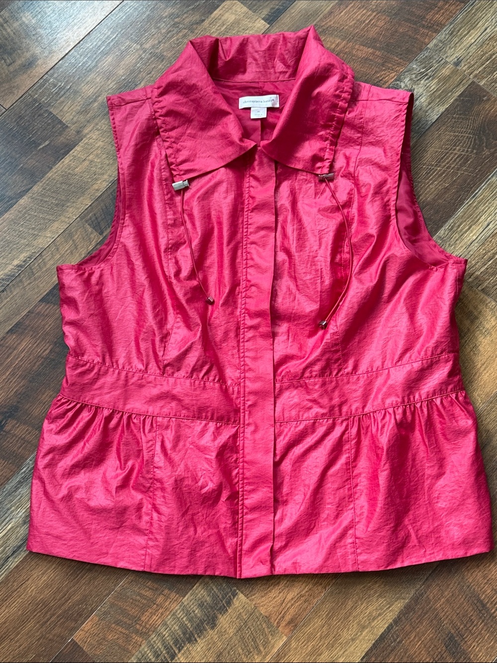 Christopher & Banks XL Pink Shimmer Zip Front Peplum Vest Top